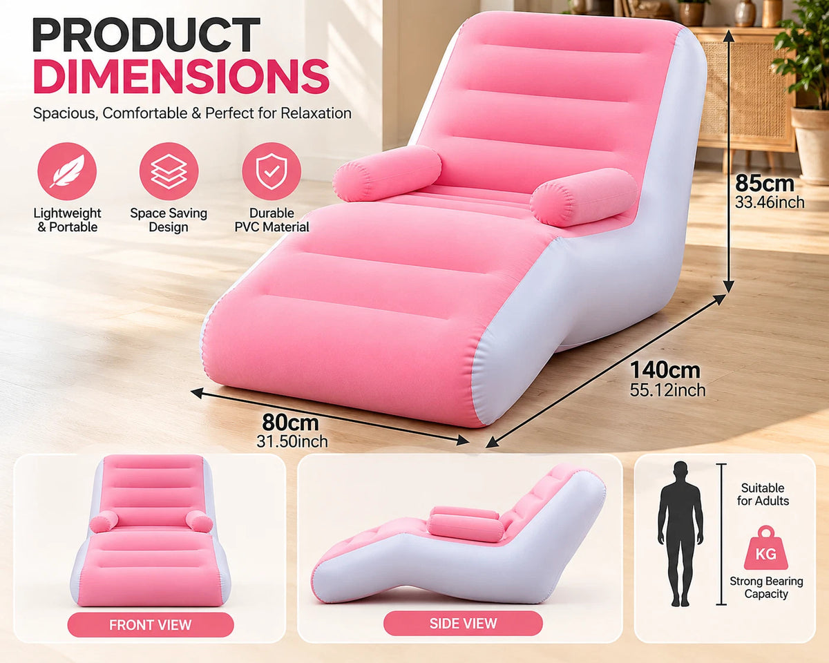 Infltable Sofa Bed Single Lounge Chair For Camping Indoor Outdoor With Armrest