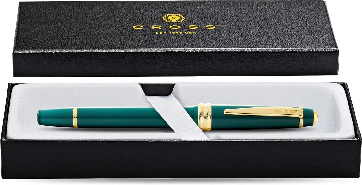 Cross Bailey Light Fountain Pen Medium Nib Polished Gold Tone 0.7mm Gift Box
