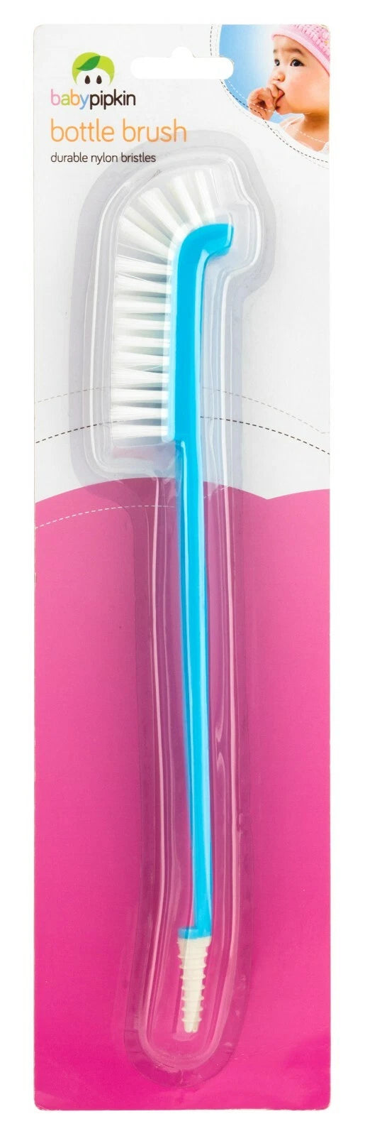 Long Handle Baby Bottle Brush Nylon Bristles 2 in 1 Curve Head Washing Up Clean