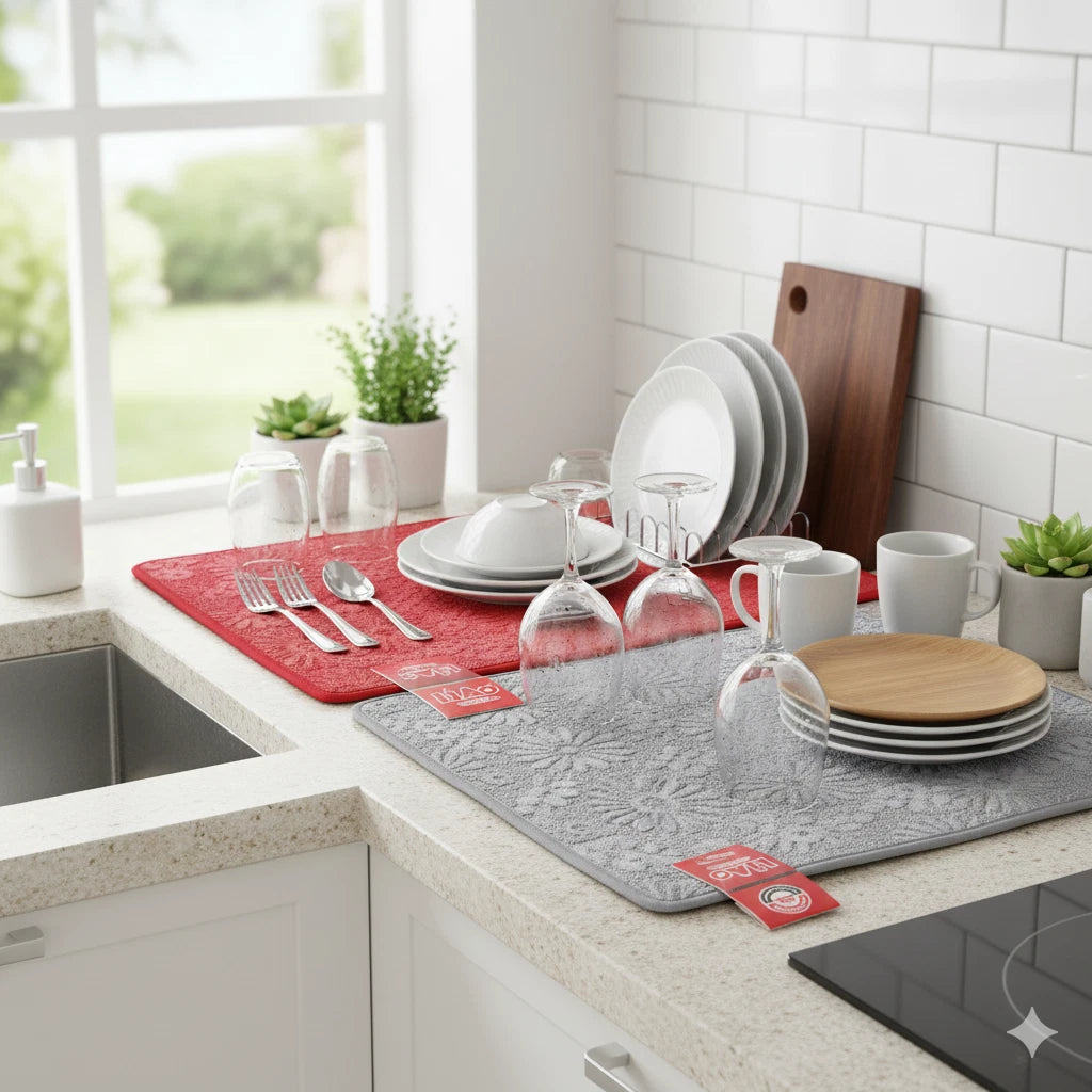 Microfibre Dish Drying Mats Kitchen Drainer Absorbent Non Slip Cutlery Sink