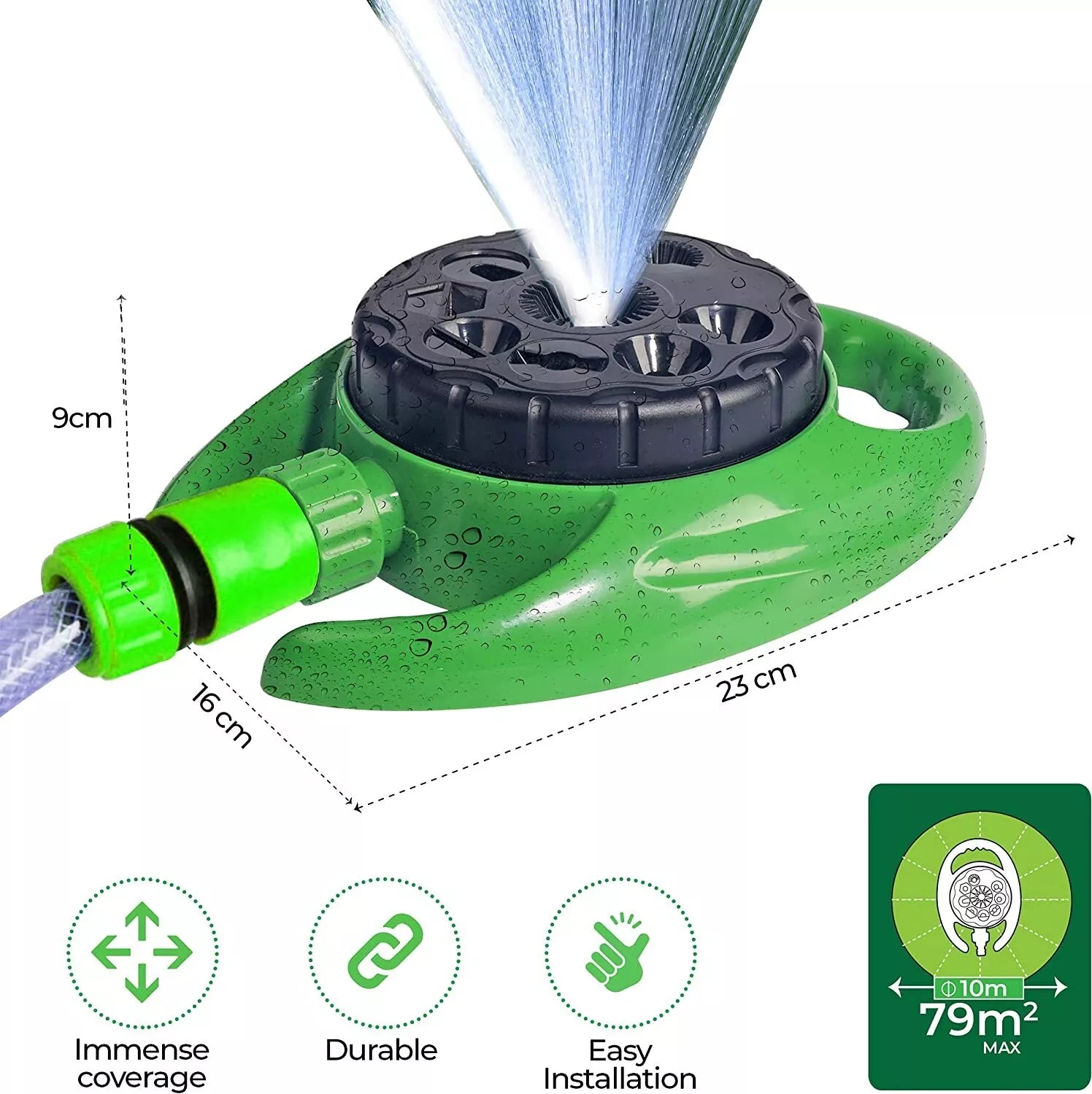 360° Garden Watering Sprinkler – 9 Function Lawn & Grass Irrigation Spray for Garden Watering