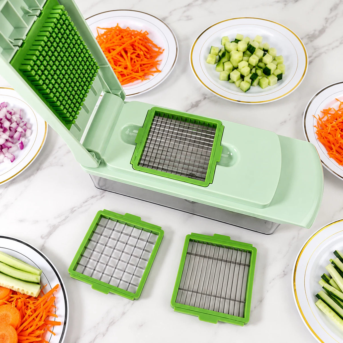 6 in 1 Vegetable Chopper Mandoline Slicer Dicer Cutter Grater Kitchen Gadget NEW