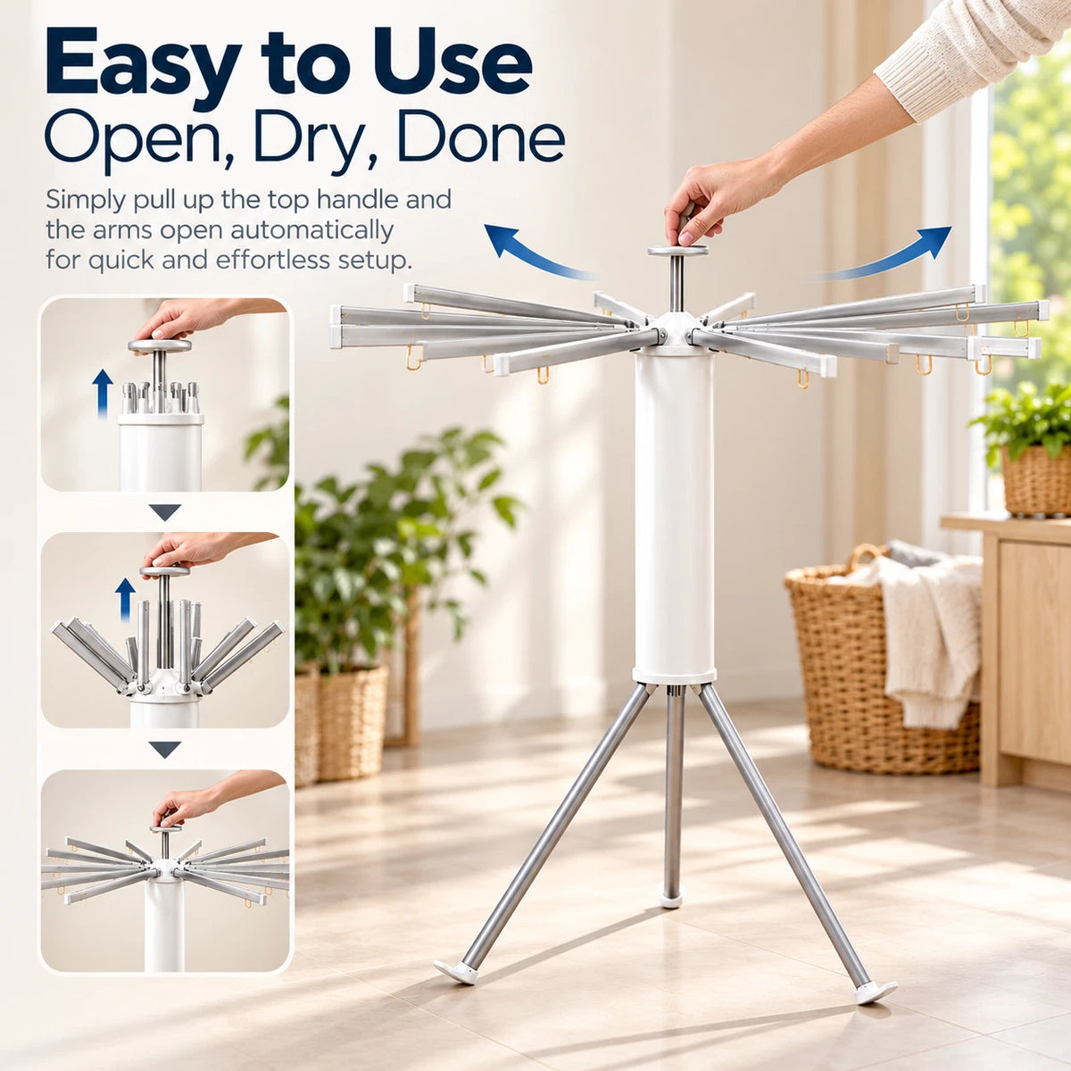 Foldable Clothes Airer Indoor Portable Laundry Clothes Dryer Rack Space Saving