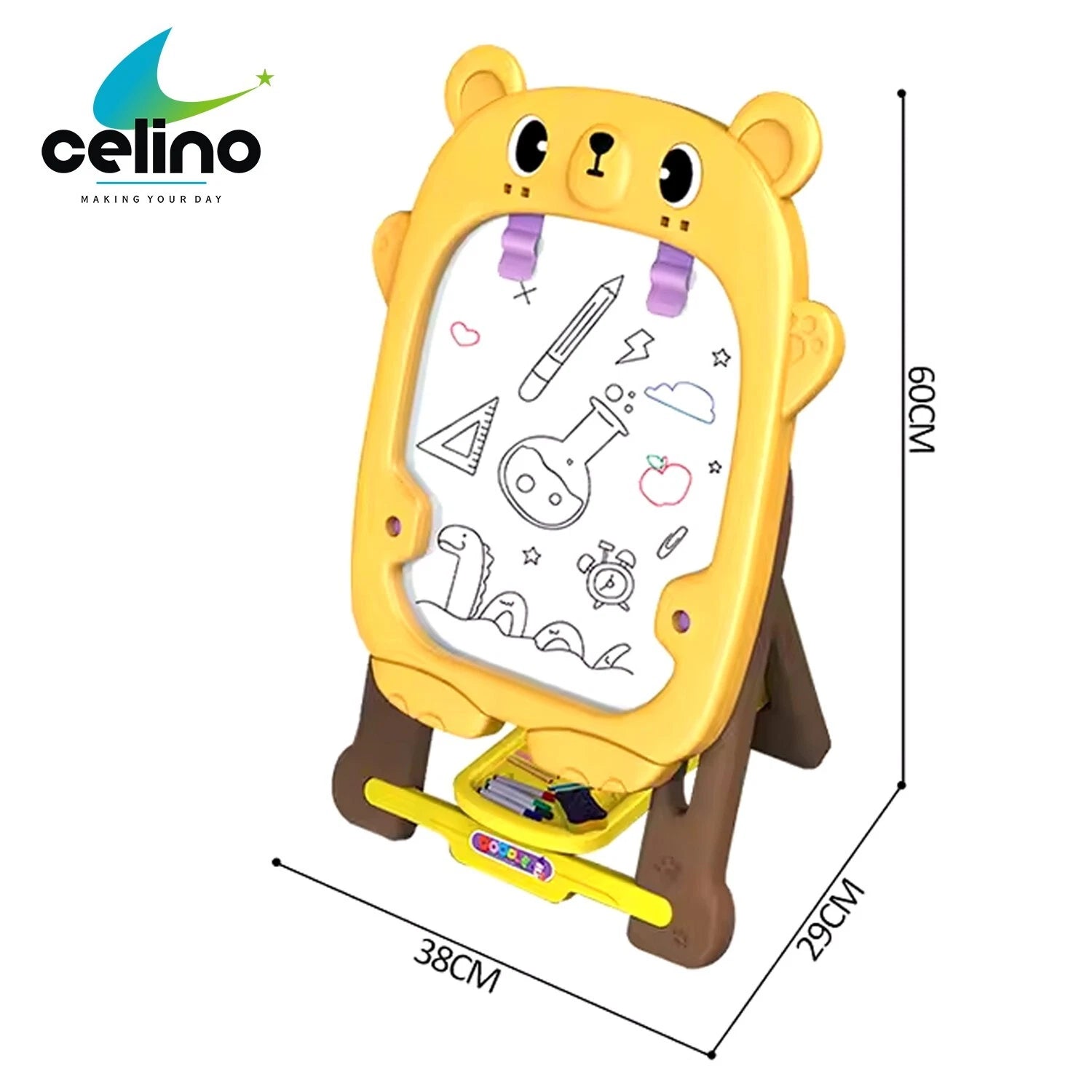 Kids Double Sided Easel Board | Writing, Drawing, Chalk & Doodle Standing Graffiti Art Board