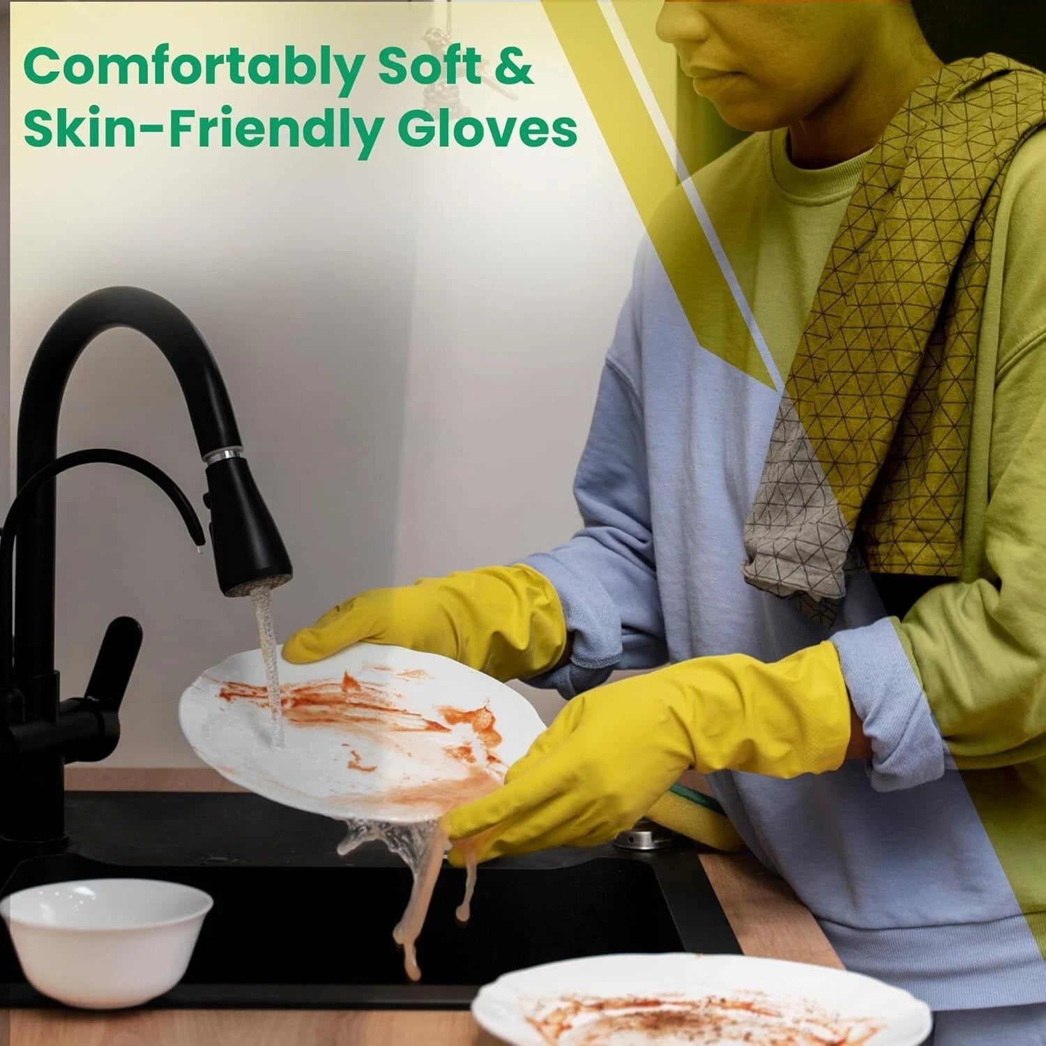 2 Pairs Rubber Gloves Cleaning Car Window Dish Washing up Kitchen Bathroom NEW