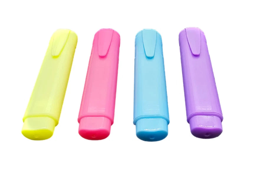 4 Chunky Highlighters Assorted Pastel Colours Chisel Tip Marker School Office