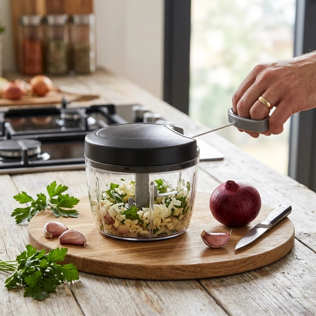 Manual Food Chopper Vegetable Chopper with Easy Pull Cord 650ml Onion Slicer