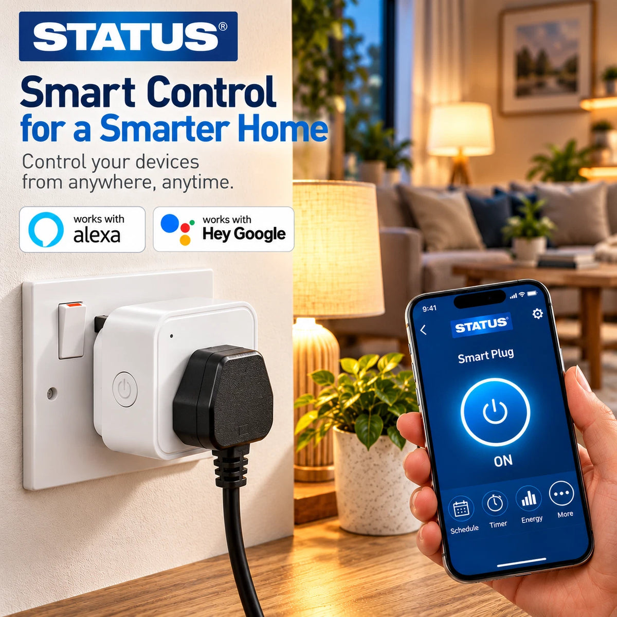 Smart WiFi Plug 13A UK Socket Alexa Google Assistant App Voice Control Timer