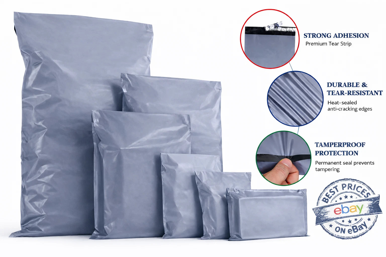 Grey Mailing Bags Postage Mixed Sizes Strong Poly Self Seal Plastic Postal UK