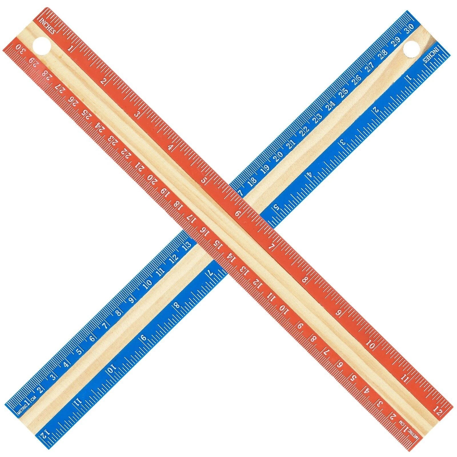 2 Pack 12" Wooden Rulers 30cm Kids Children School Office Desk Stationery