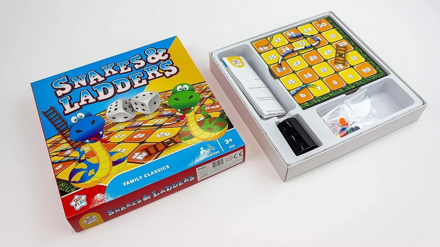 Snakes and Ladders Board Game Classic Traditional Family Game for Kids & Adults