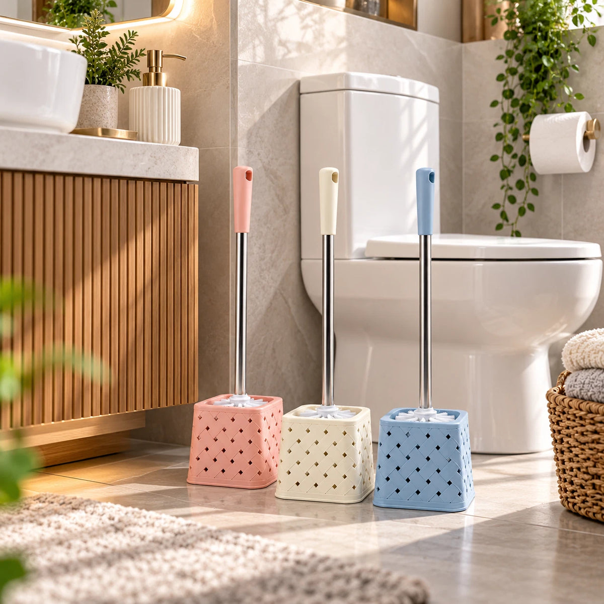 Toilet Brush and Holder Set WC Bathroom Accessories Loo Cleaning Freestanding UK