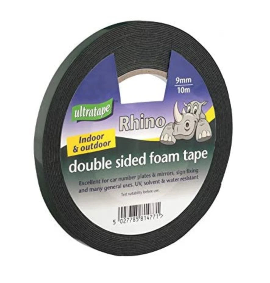 Double Sided Foam Tape 10m Strong Mounting Adhesive Car Indoor Outdoor Black