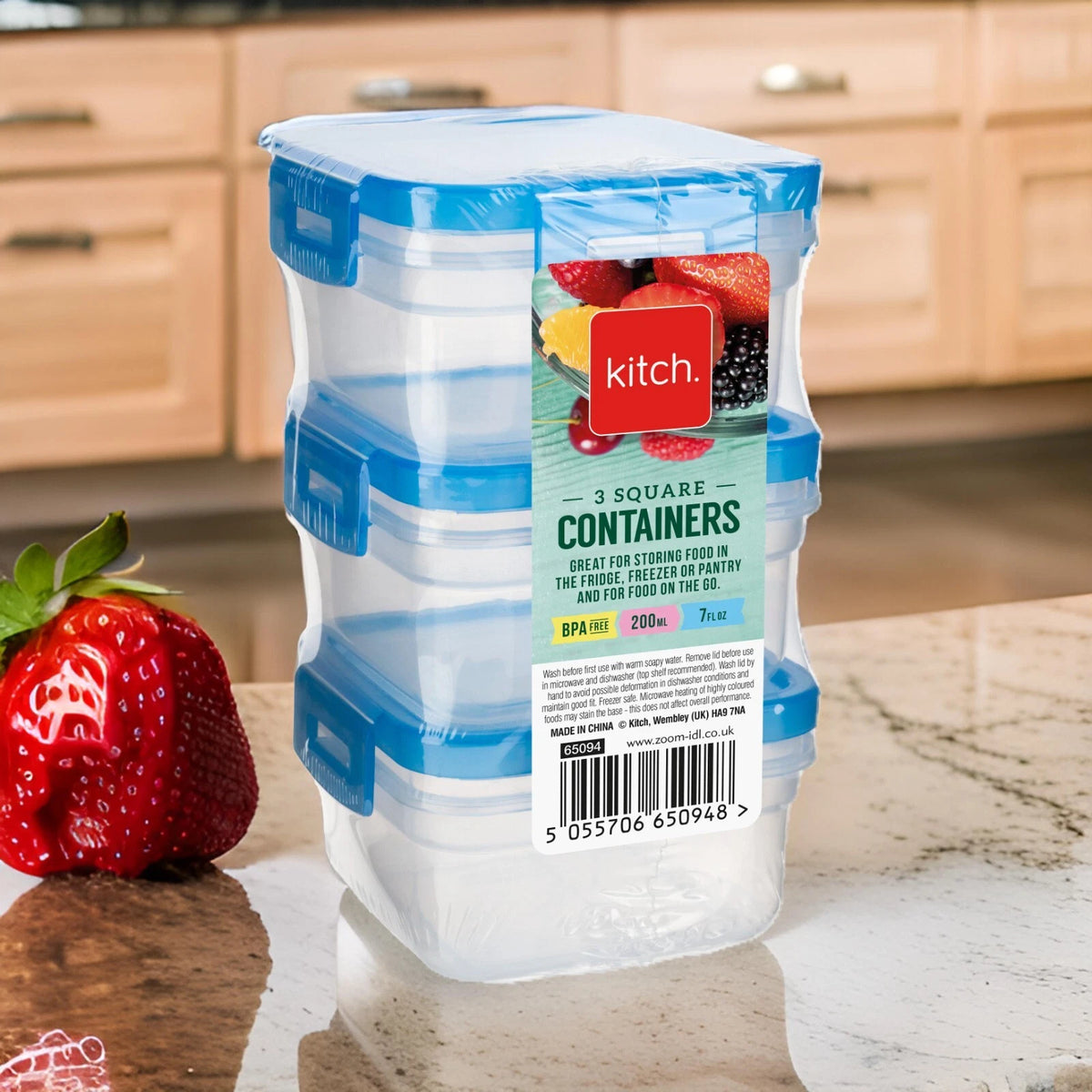 3x Plastic Food Storage Containers With Lid Airtight Box Reusable BPA Free 200ml