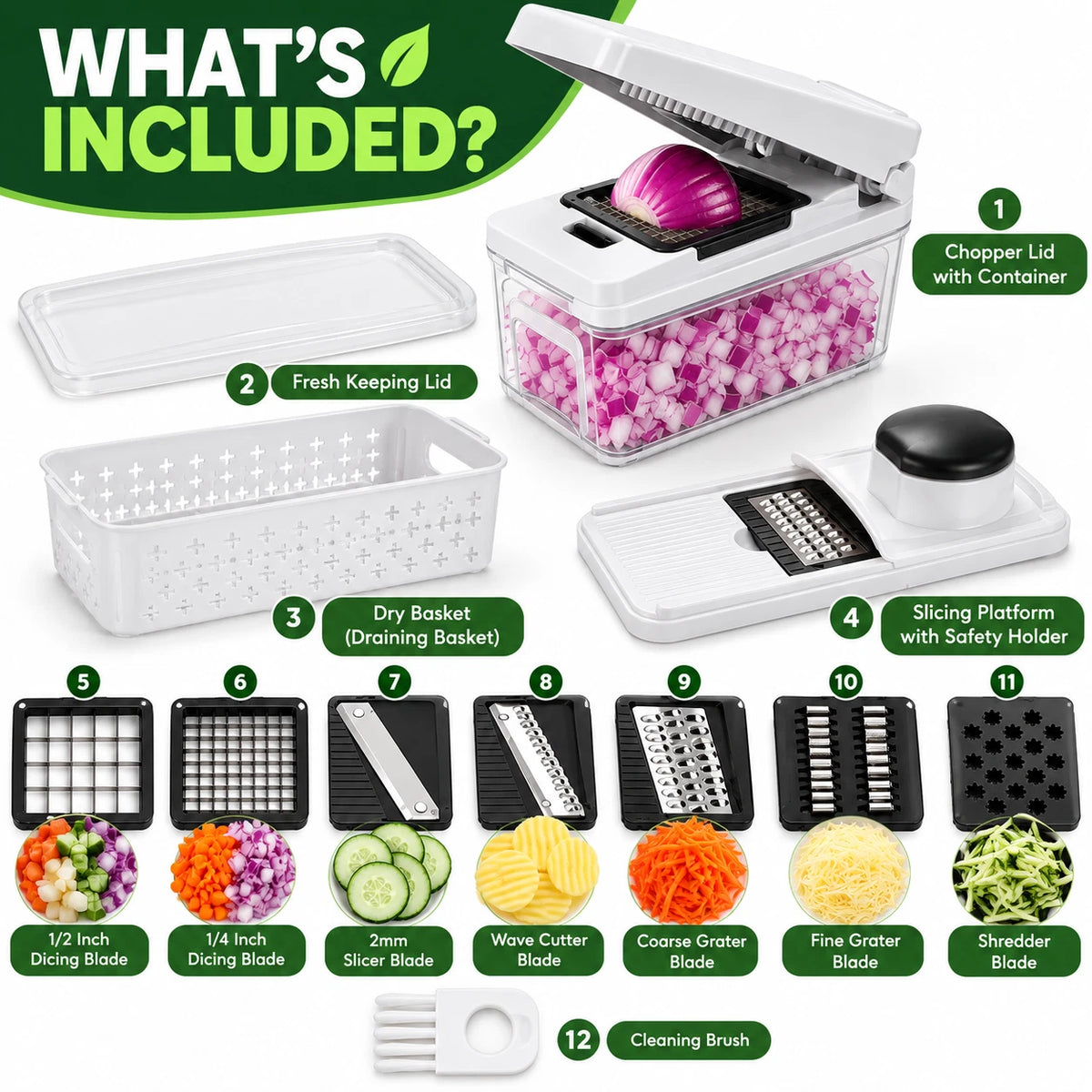 7-in-1 Vegetable Chopper with Container Multi-Functional Slicer Dicer Grater