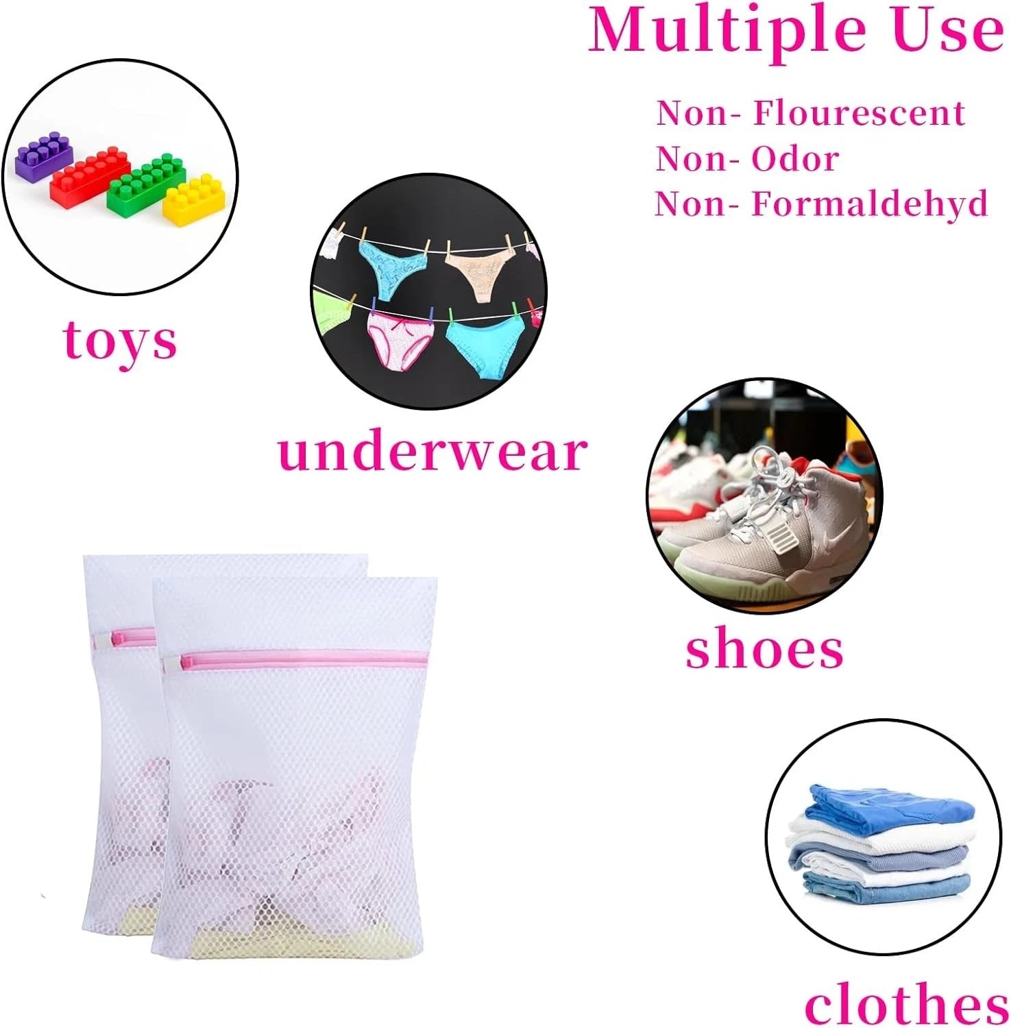 Mesh Washing Bag for Laundry Bra Lingerie Underwear Shoe Sock Zipper Delicates