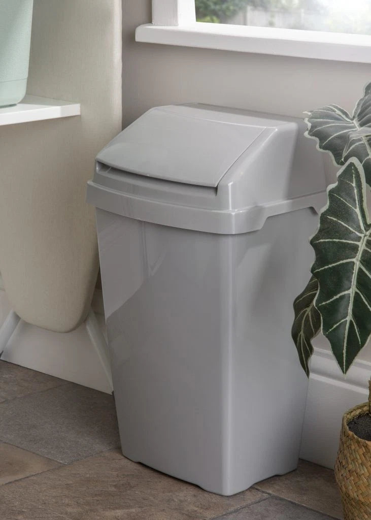 25/50L Plastic Swing Top Dust Bin Waste Rubbish Trash Can Home Kitchen Office