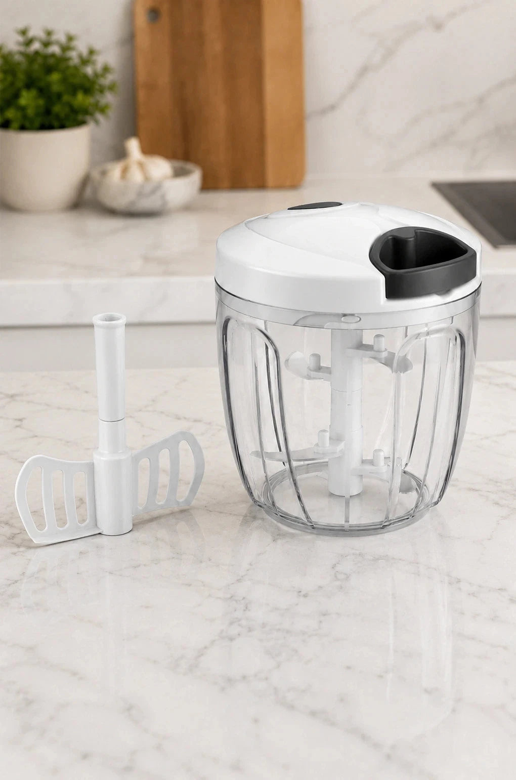 Manual Food Chopper 900ml Vegetable Chopper with Pull Cord Onion Garlic Slicer