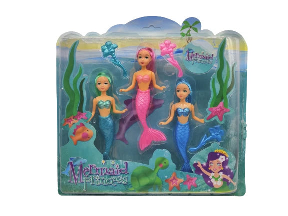 Mermaid Princess Doll Set of 3 Girls Toys Play Time Fun Children Gift Kids Toy