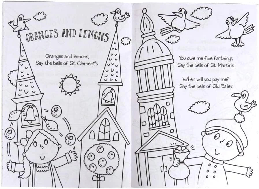A4 Kids Colouring Book Nursery Rhymes Children Girls Boys Activity Travel Fun