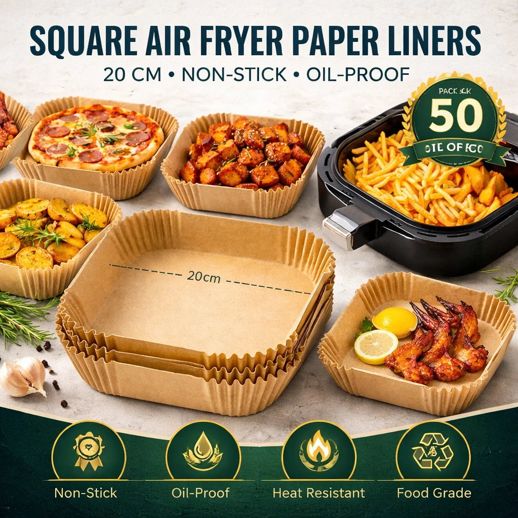 50pc Air Fryer Liners Square Disposable Airfryer Parchment Paper For Ninja Tower