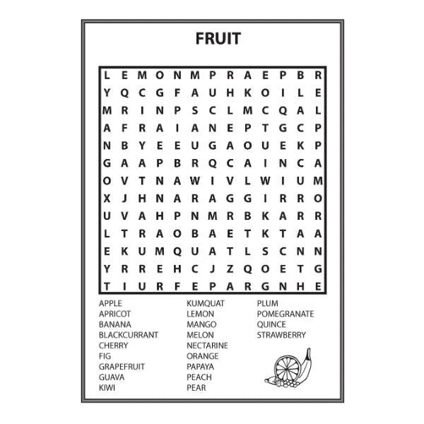 A4 Wordsearch Puzzle Book For Adults Kids Large Print Activity Travel Quiz