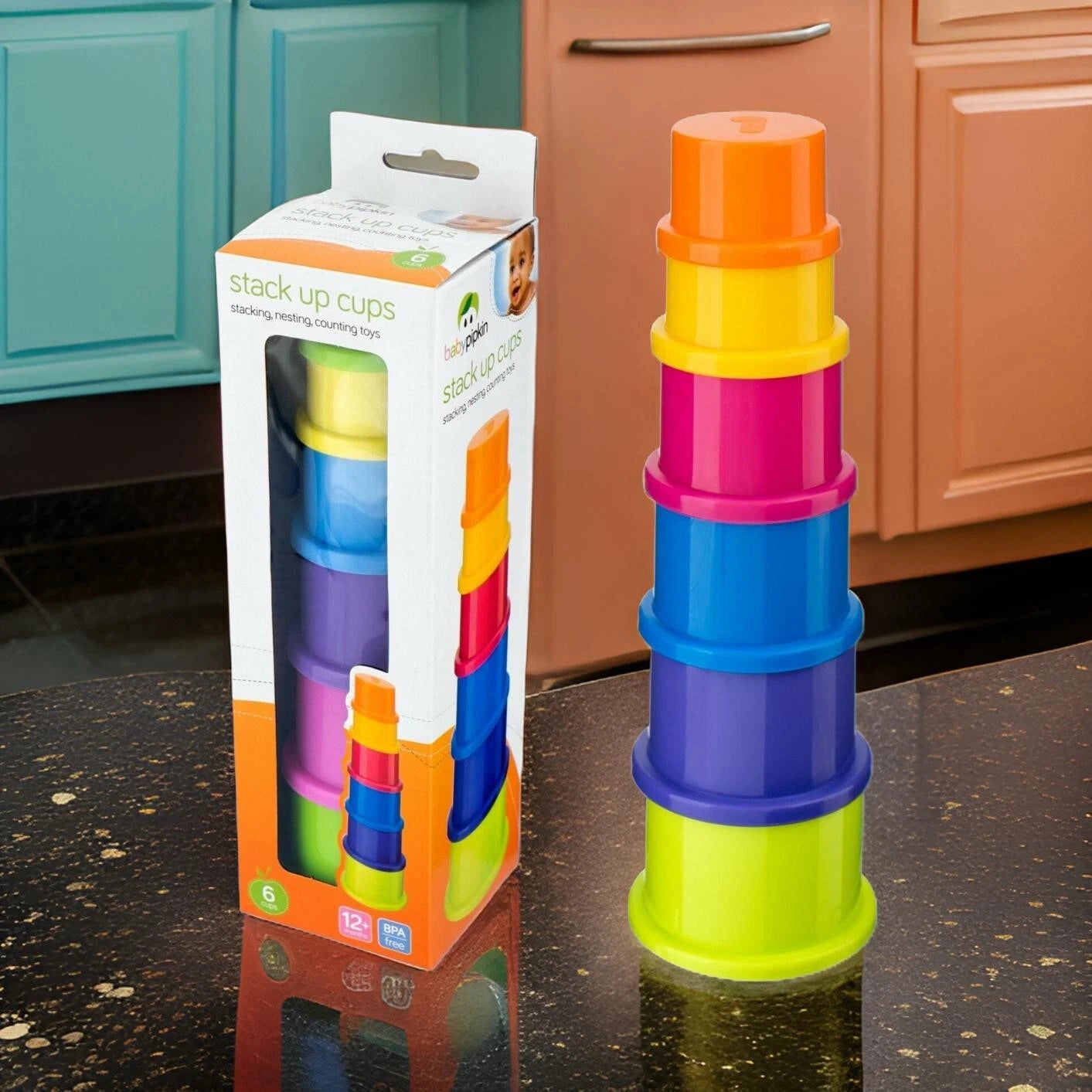 6pcs Stacking Cups Baby Toddler Toys Colourful Building Blocks Nesting Sorting