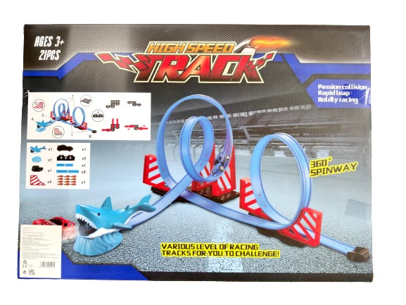 High Speed Shark Racing Track Car Set 360° Spin Kids Children Playset Toy Gift