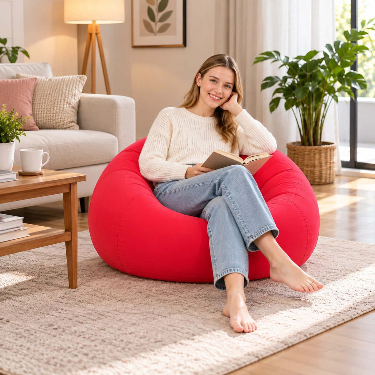 Inflatable Sofa Single Seater Bean Bag For Camping Indoor Blow up Chair Lounger
