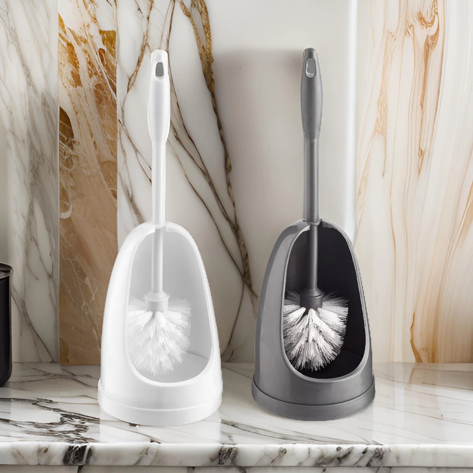 Toilet Brush and Holder Set Plastic Bathroom Accessories Cleaning Freestanding