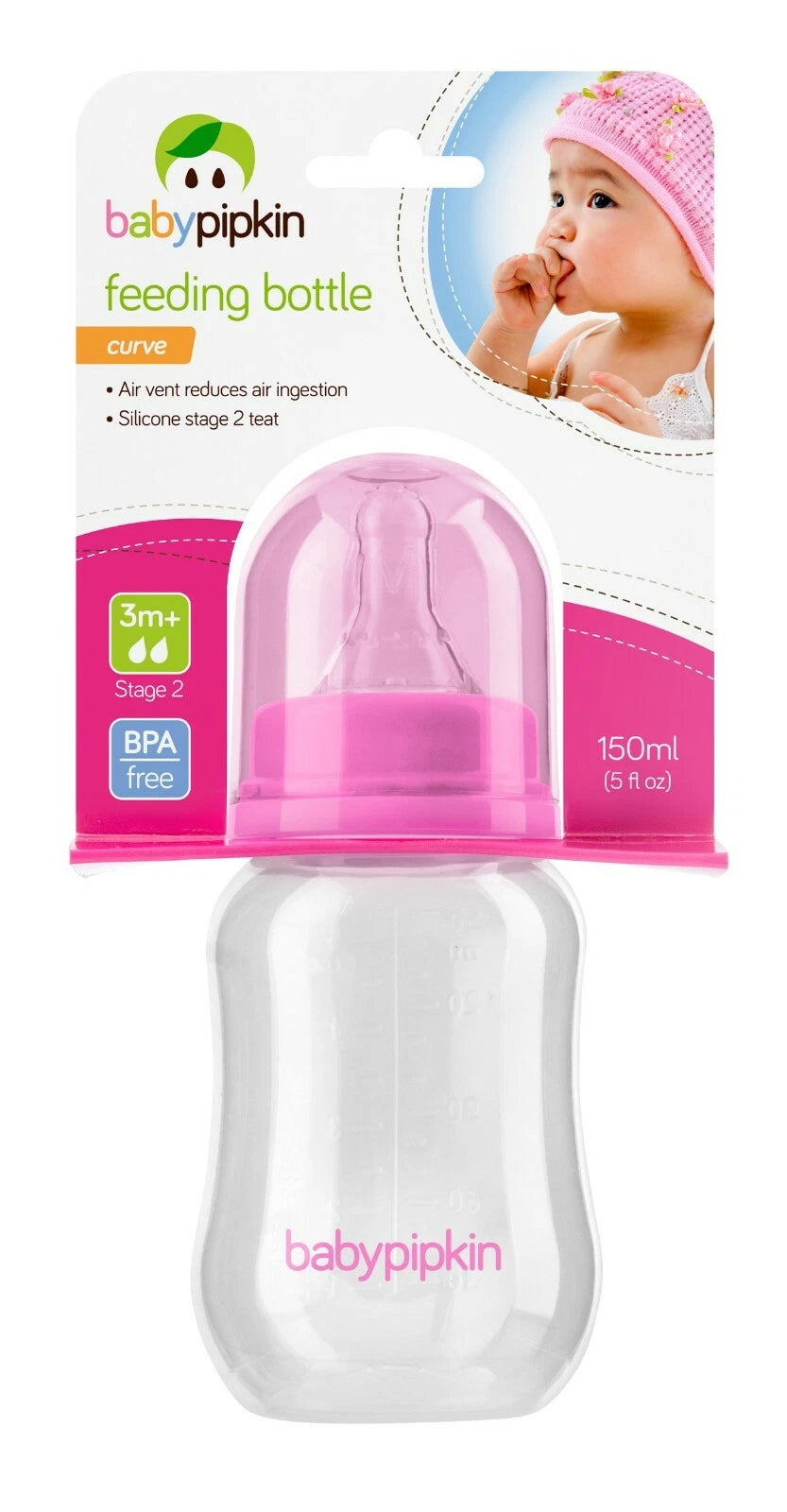 2x Baby Feeding Bottles 150ml Curve Shape Silicone Team Milk Bottle BPA Free 3m+