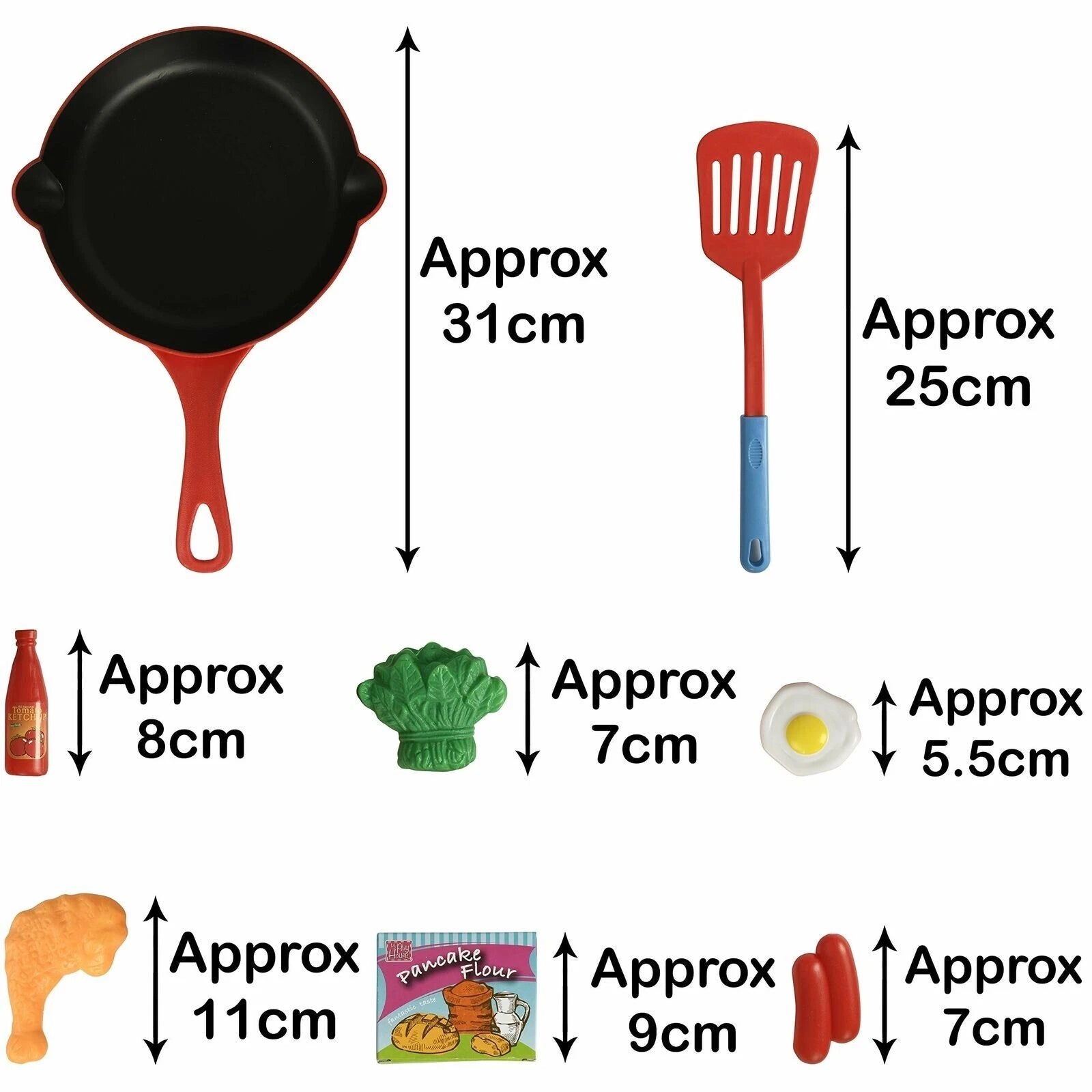 Kitchen Toy Pretend Play Chef Cooking Set Frying Pan With Accessories Girls Gift