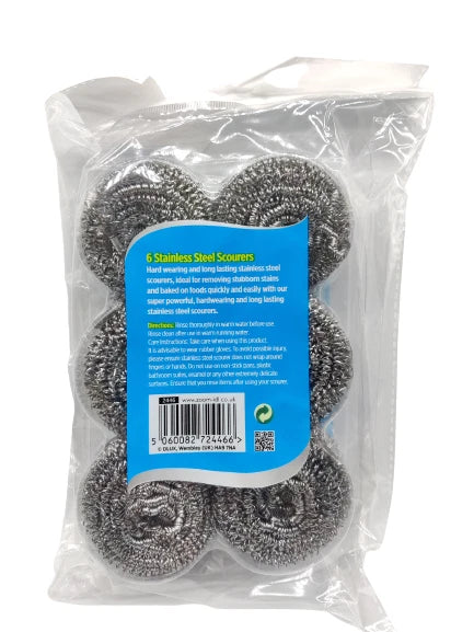 12 x Stainless Steel Scourers Kitchen Washing Cleaning Wire Pads Pan Stains
