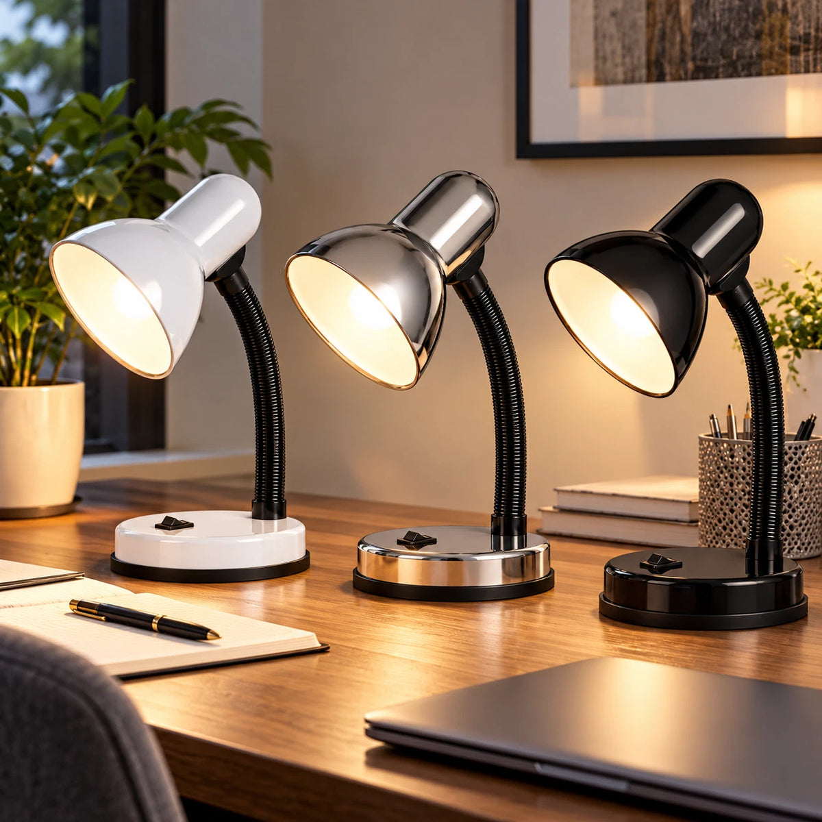 Flexible Desk Lamp Study Table Adjustable Lamp Home Office Reading Light On/Off