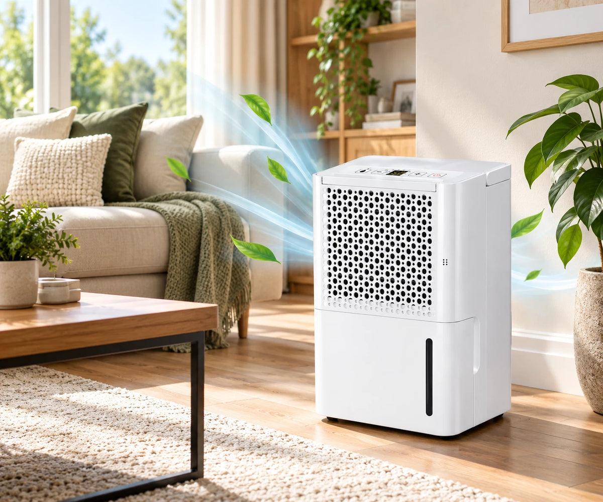 12L Dehumidifier For Home Portable Moisture Remover With Night Mode 220W White