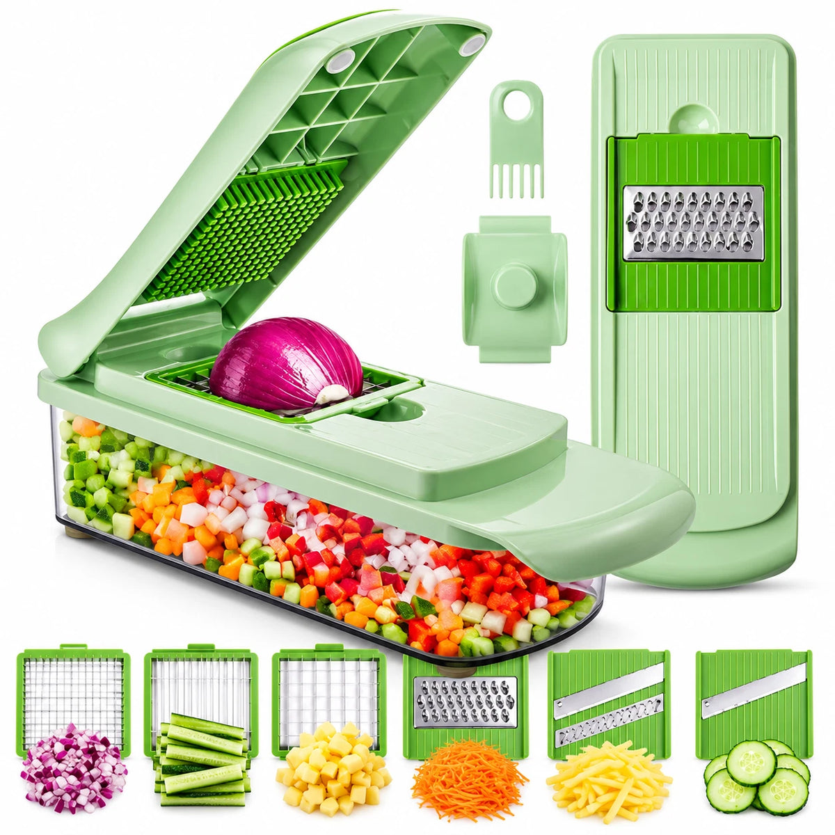 6 in 1 Vegetable Chopper Mandoline Slicer Dicer Cutter Grater Kitchen Gadget NEW