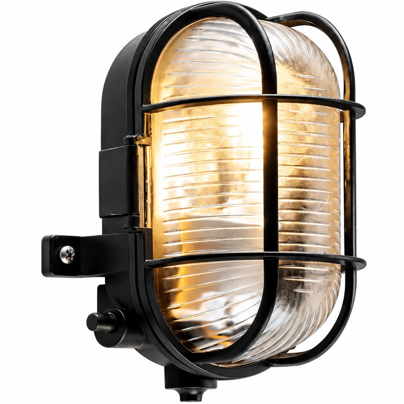 Outdoor Bulkhead Wall Lights IP44 Garden Porch Security Wall Light Fitting Black