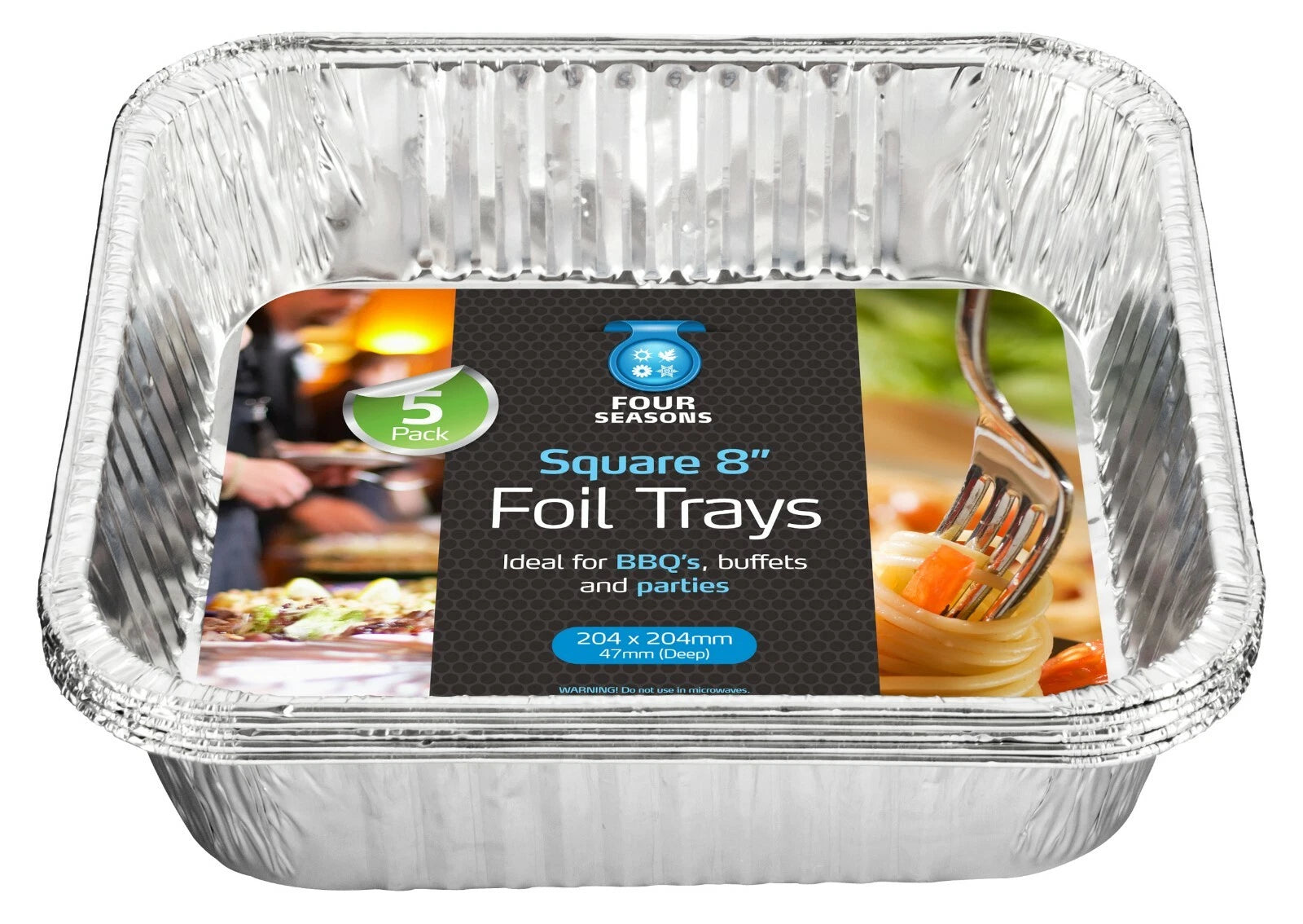 5pk 8" Square Foil Tray Disposable Aluminium Foil Baking Roasting Trays Cake Tin