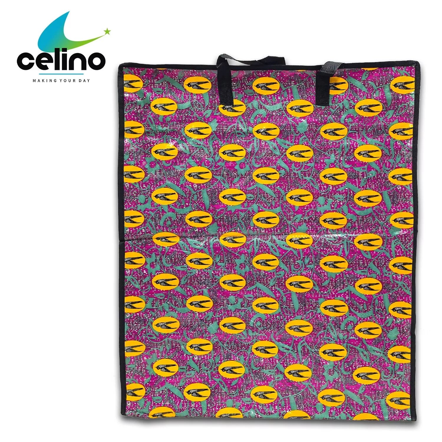 Extra Large Printed Laundry Storage Bag with Zip – Strong Reusable Shopping, Moving & Clothes Storage Bag 65x55x24cm