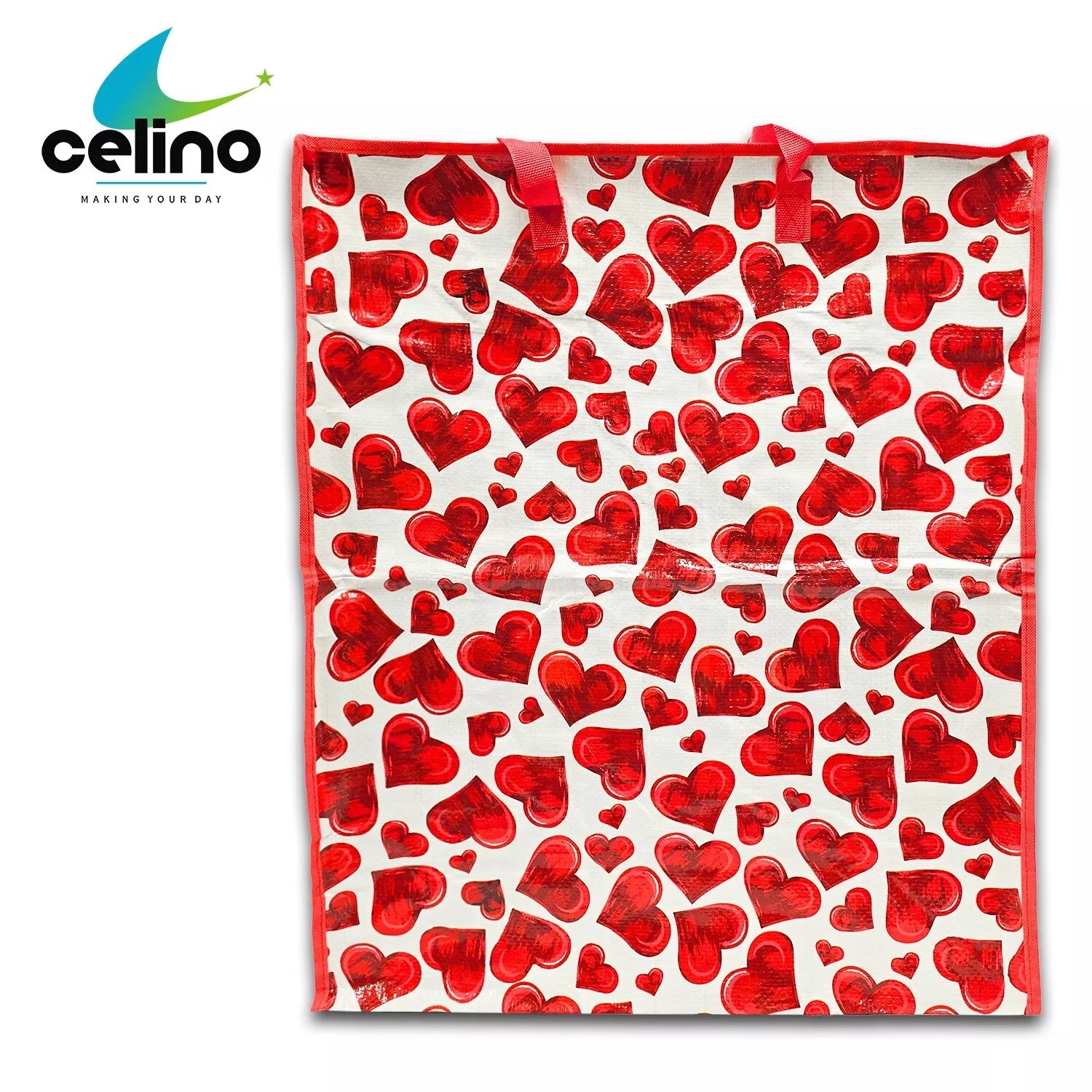 Extra Large Printed Laundry Storage Bag with Zip – Strong Reusable Shopping, Moving & Clothes Storage Bag 65x55x24cm