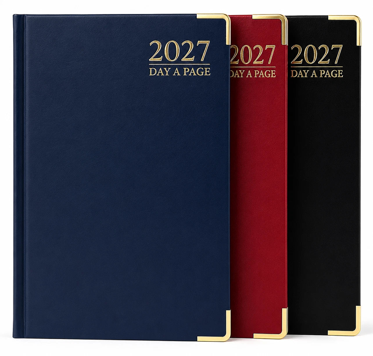 2027 Diary A4 Page a Day Padded Cover Metal Corner Split Weekend Year Planner