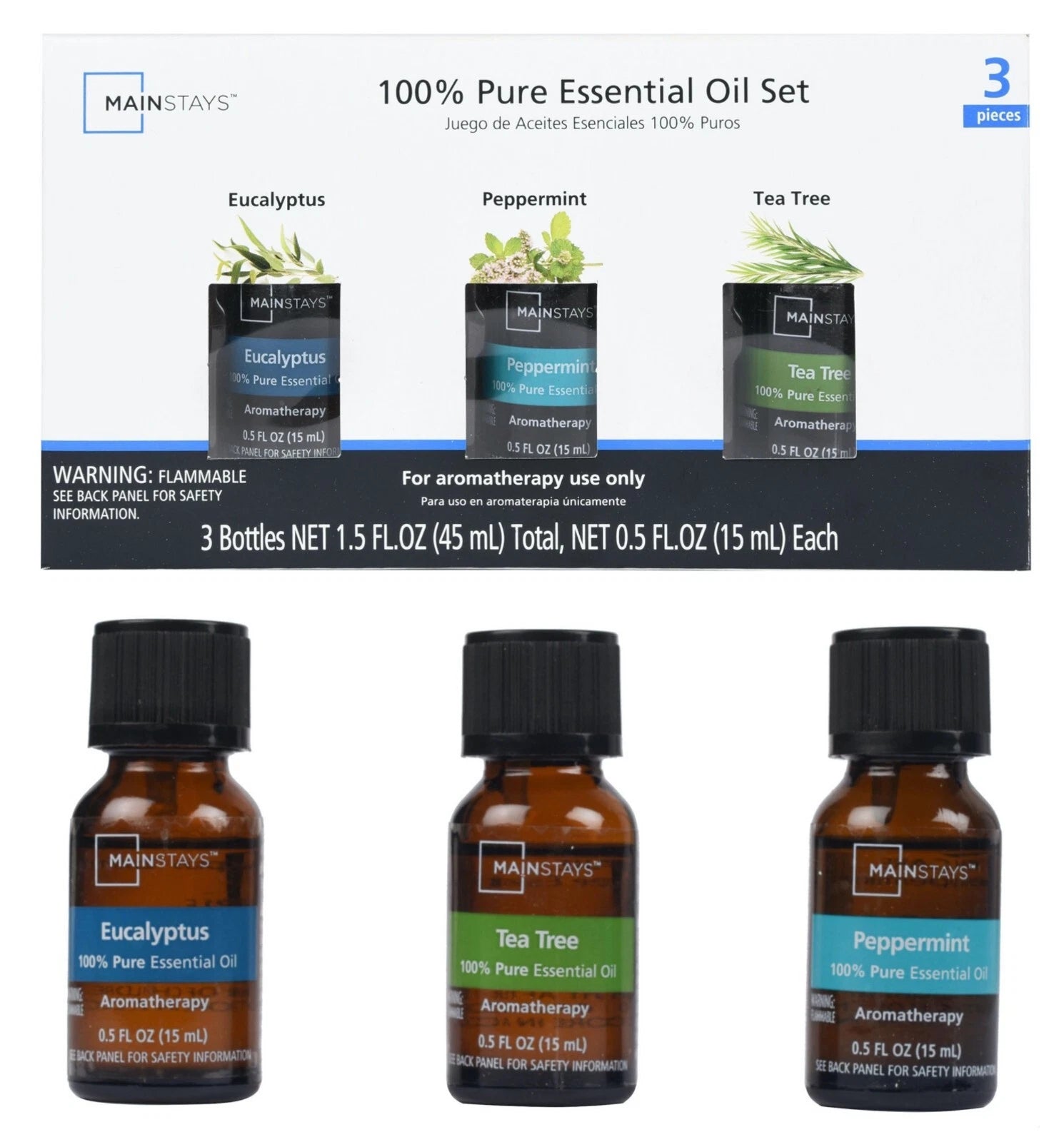 100% Pure Essential Oil Set Aromatherapy Diffuser Fragrance Oils 3 Pack 15ml NEW