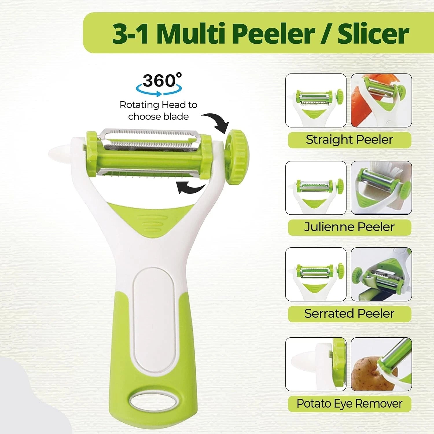 3-in-1 Potato & Vegetable Peeler – Fruit Cutter, Julienne Slicer & Kitchen Gadget Tool