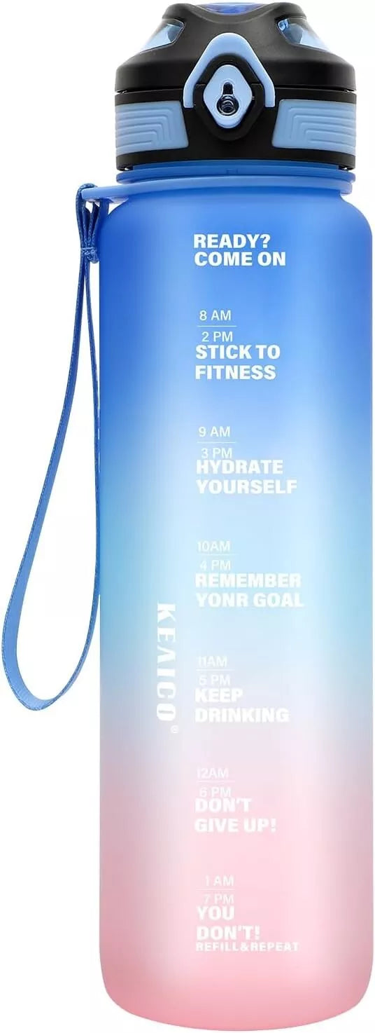 1L Sports Water Bottle Gym Travel Drinking Leak proof Bottle with Straw BPA Free