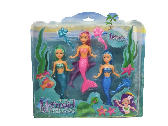 Mermaid Princess Doll Set of 3 Girls Toys Play Time Fun Children Gift Kids Toy