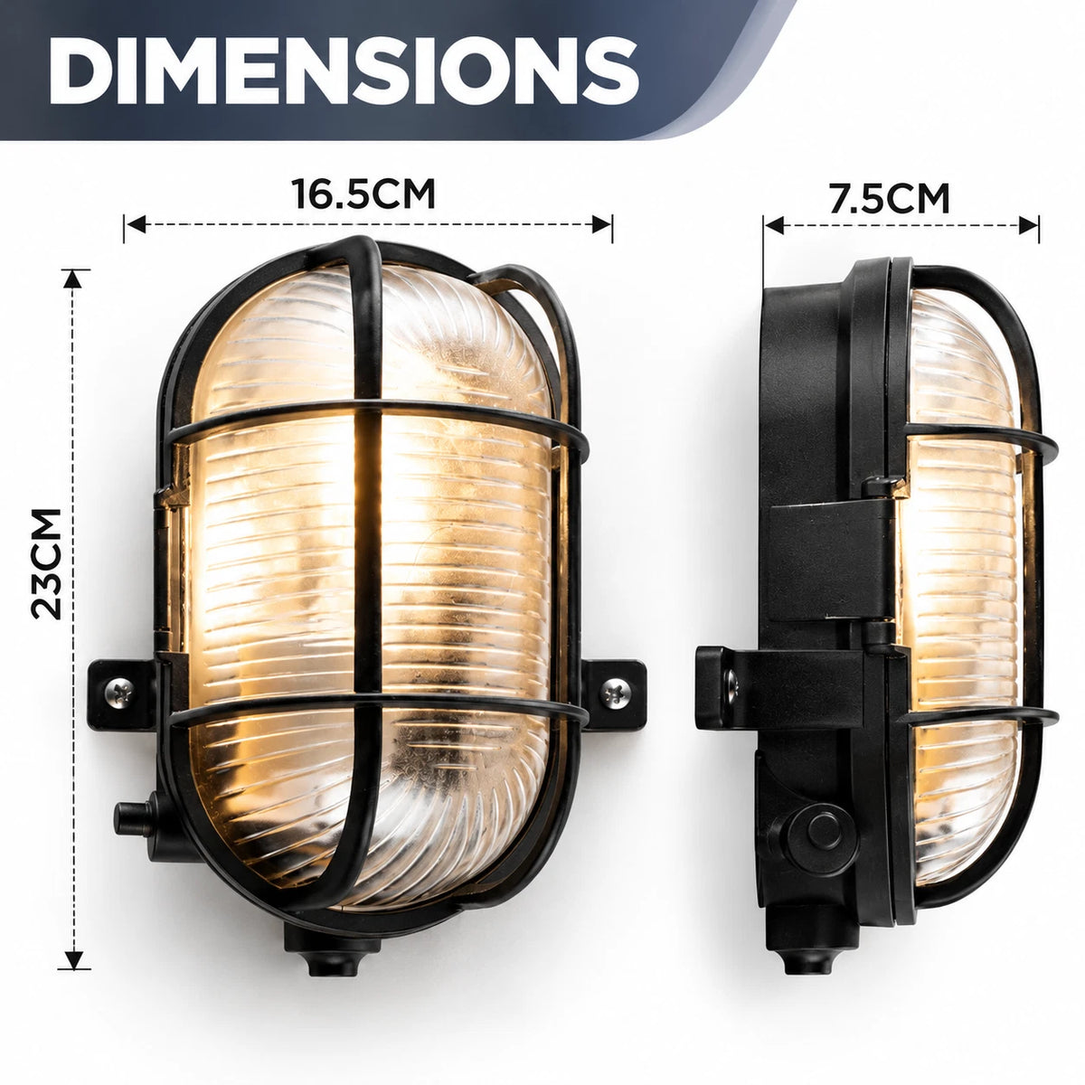 Outdoor Bulkhead Wall Lights IP44 Garden Porch Security Wall Light Fitting Black