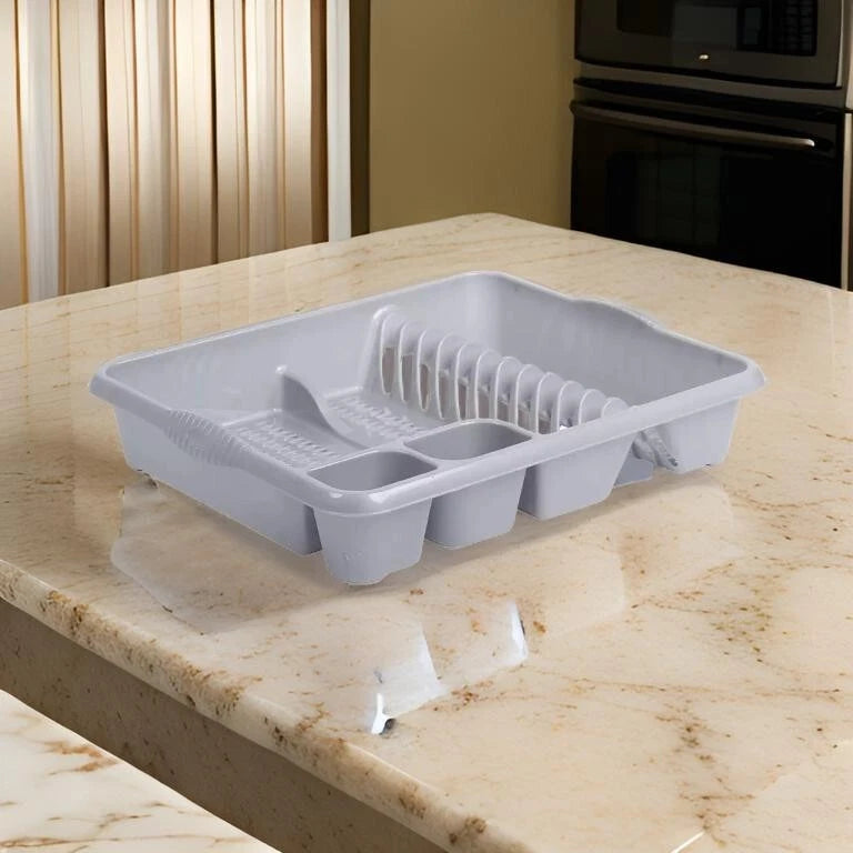 Large Plastic Kitchen Plate Dish Drainer Rack Draining Board Cutlery Holder UK
