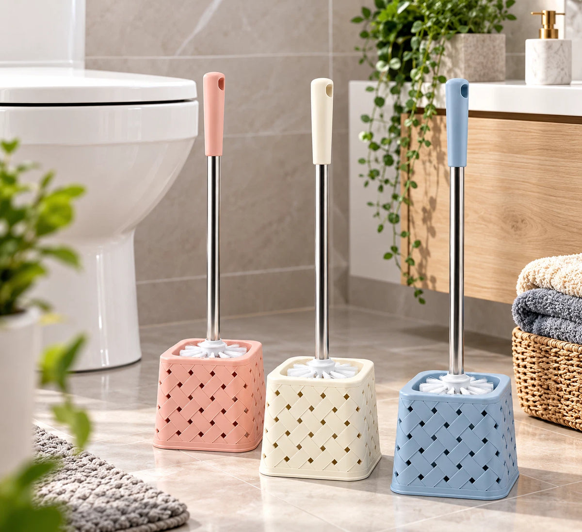 Toilet Brush and Holder Set WC Bathroom Accessories Loo Cleaning Freestanding UK