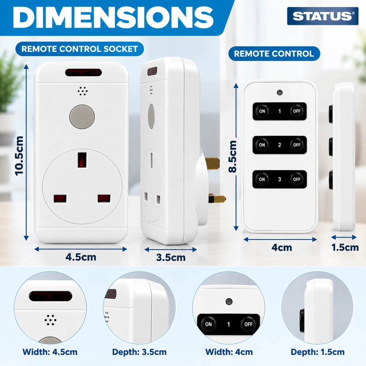Remote Control Sockets UK 20M Range 13A Energy Saving Plug In Sockets Pack of 2