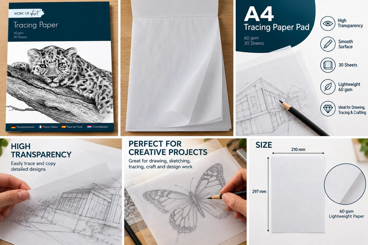 A4 Tracing Paper Pad 30 Sheets 60 GSM Translucent Drawing Calligraphy Drafting